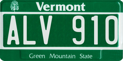 VT license plate ALV910