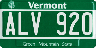 VT license plate ALV920