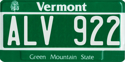 VT license plate ALV922
