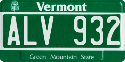VT license plate ALV932