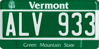 VT license plate ALV933