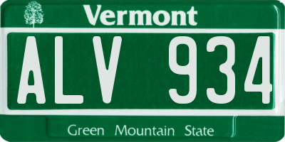 VT license plate ALV934