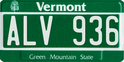 VT license plate ALV936