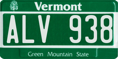 VT license plate ALV938