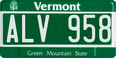 VT license plate ALV958