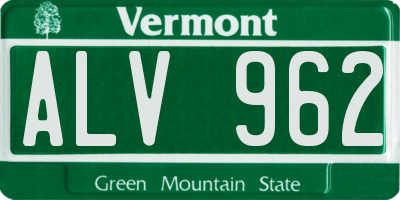VT license plate ALV962