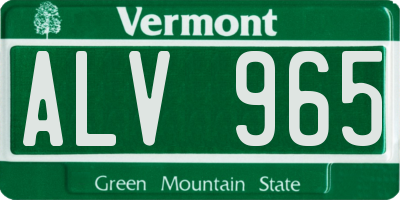 VT license plate ALV965