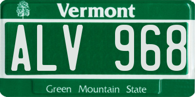 VT license plate ALV968