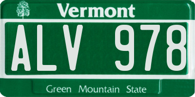VT license plate ALV978