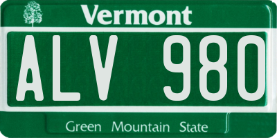 VT license plate ALV980