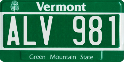 VT license plate ALV981
