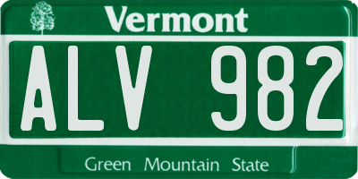 VT license plate ALV982