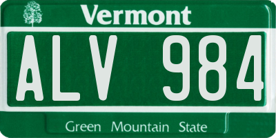 VT license plate ALV984