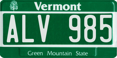 VT license plate ALV985