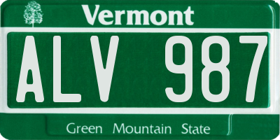VT license plate ALV987