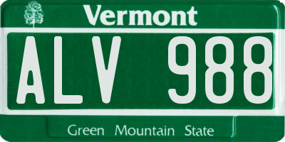 VT license plate ALV988