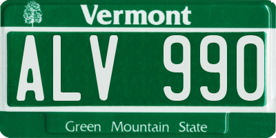 VT license plate ALV990
