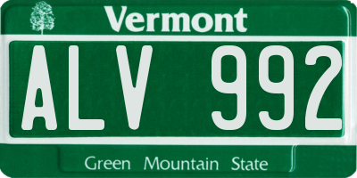 VT license plate ALV992