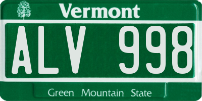 VT license plate ALV998