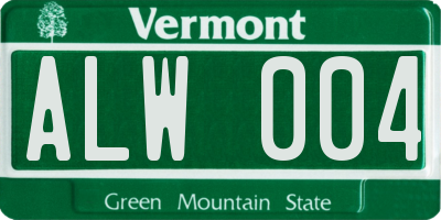 VT license plate ALW004