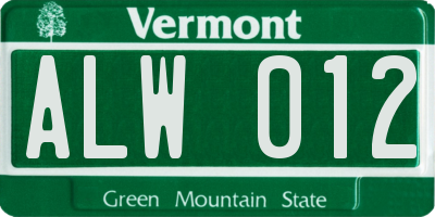 VT license plate ALW012
