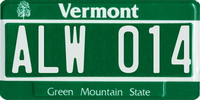 VT license plate ALW014