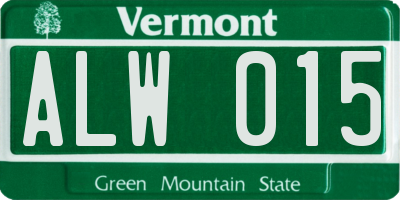 VT license plate ALW015