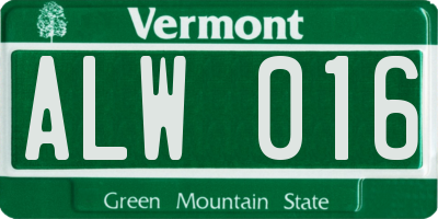 VT license plate ALW016