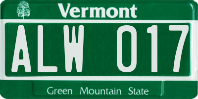 VT license plate ALW017