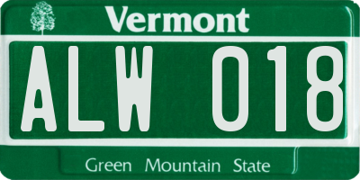 VT license plate ALW018