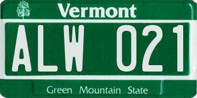 VT license plate ALW021