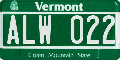 VT license plate ALW022