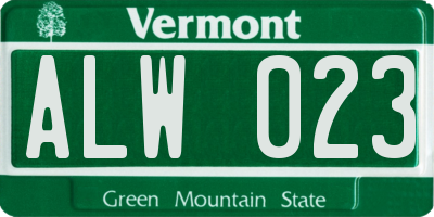 VT license plate ALW023