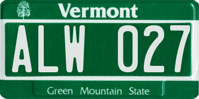 VT license plate ALW027