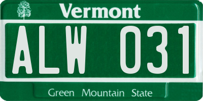 VT license plate ALW031