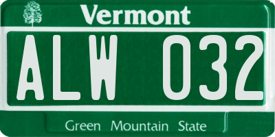 VT license plate ALW032