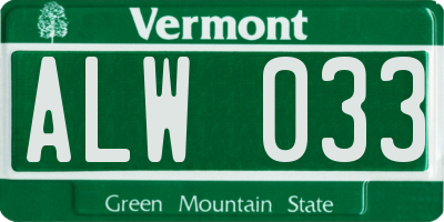 VT license plate ALW033