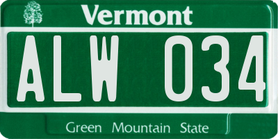 VT license plate ALW034