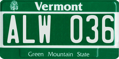 VT license plate ALW036