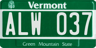 VT license plate ALW037