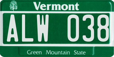 VT license plate ALW038