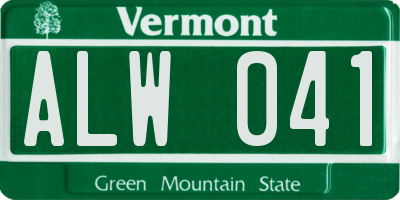 VT license plate ALW041