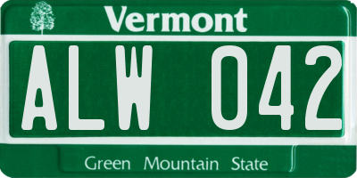 VT license plate ALW042