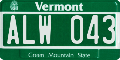 VT license plate ALW043