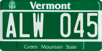 VT license plate ALW045