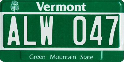VT license plate ALW047