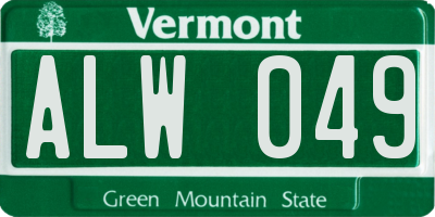 VT license plate ALW049