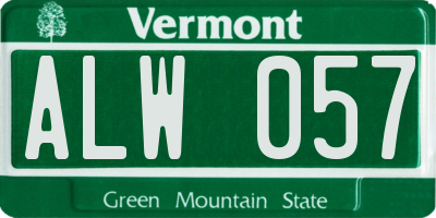 VT license plate ALW057