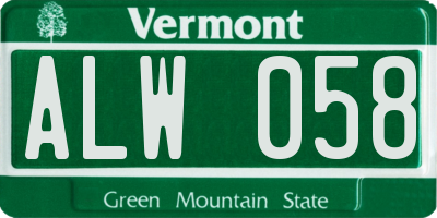 VT license plate ALW058