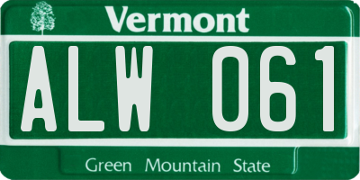VT license plate ALW061